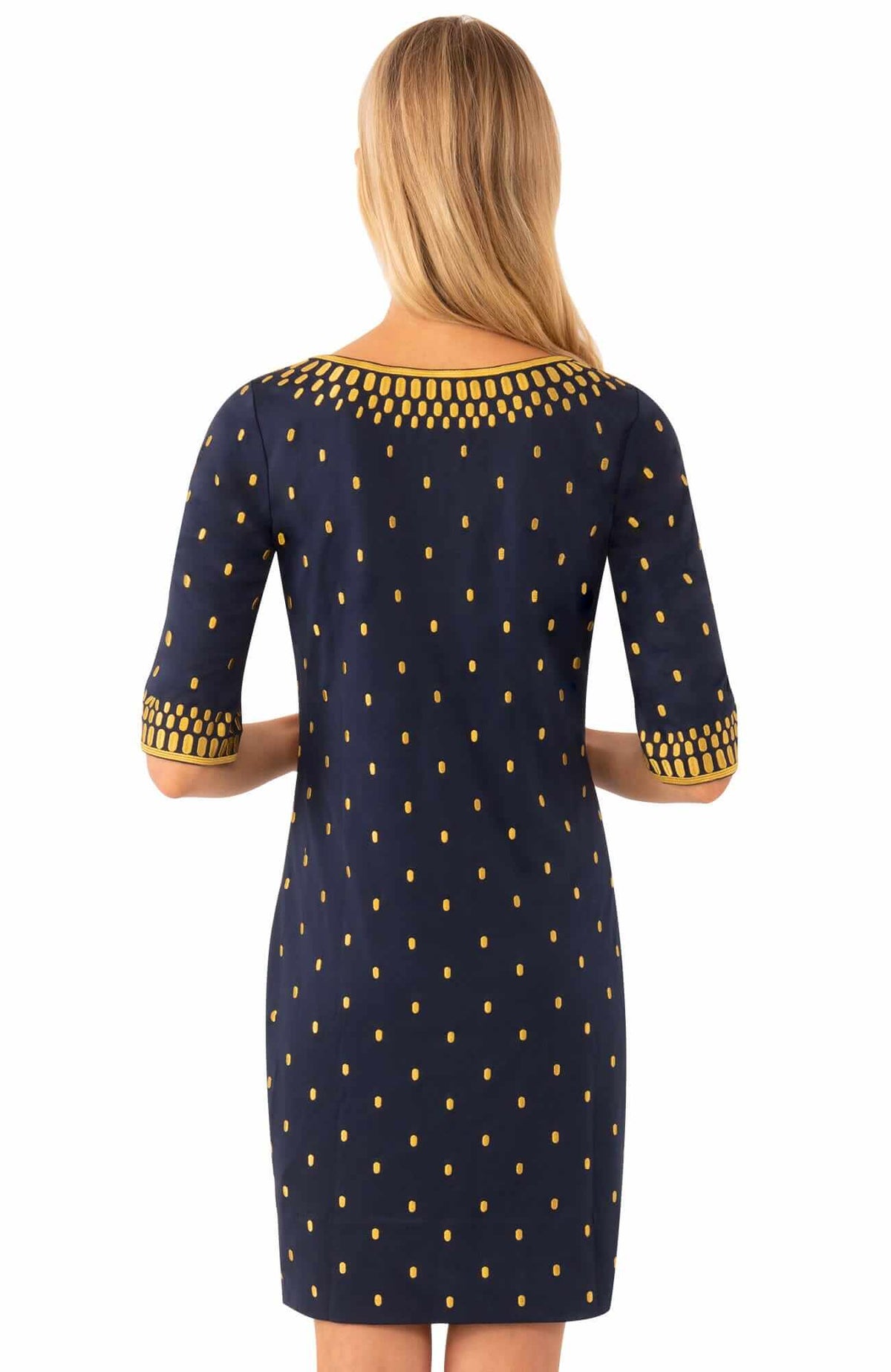 Jersey Embroidered Dress - Rocket Girl - Final Sale Navy Gold