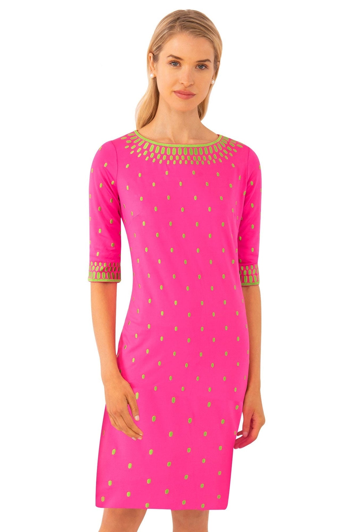 Jersey Embroidered Dress - Rocket Girl - Final Sale Pink Kelly