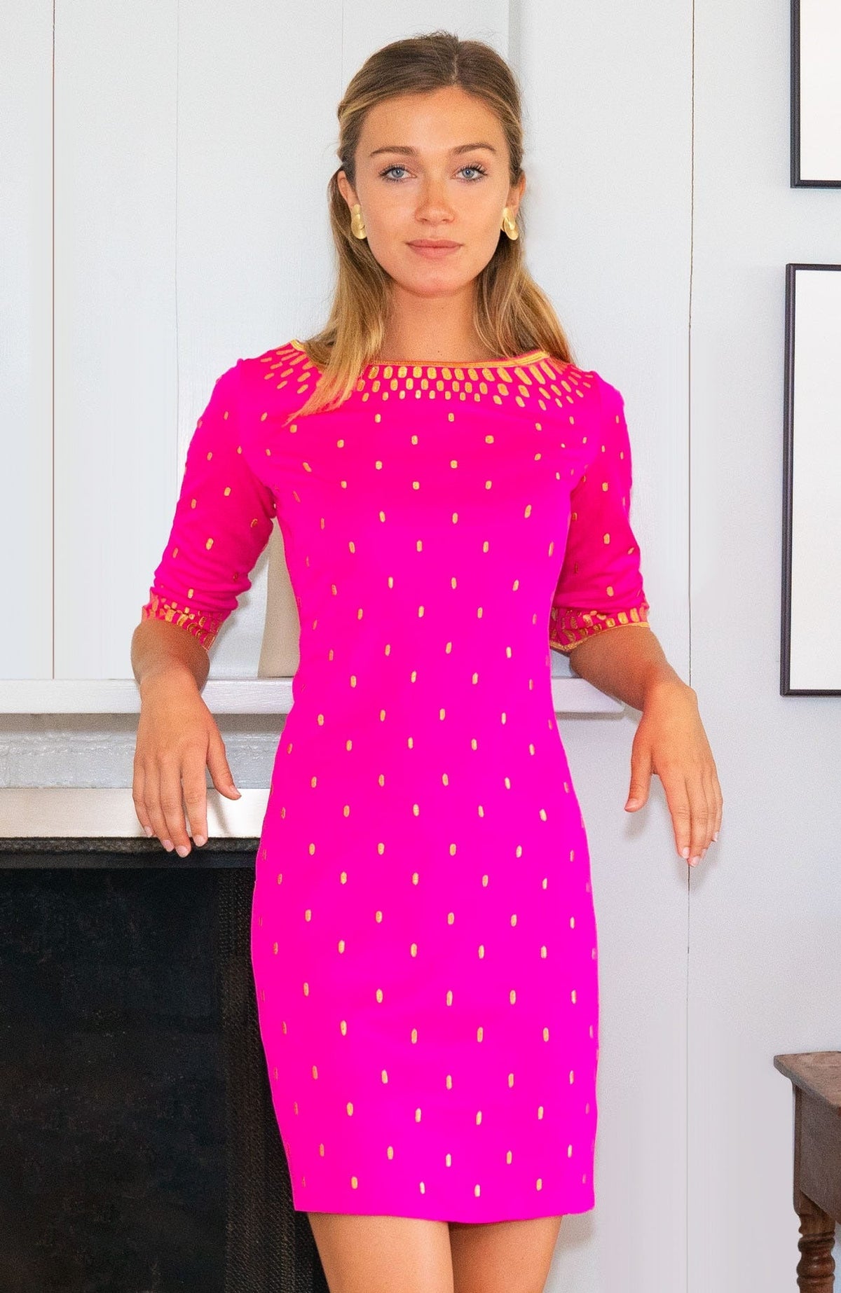 Jersey Embroidered Dress - Rocket Girl - Final Sale Pink Gold