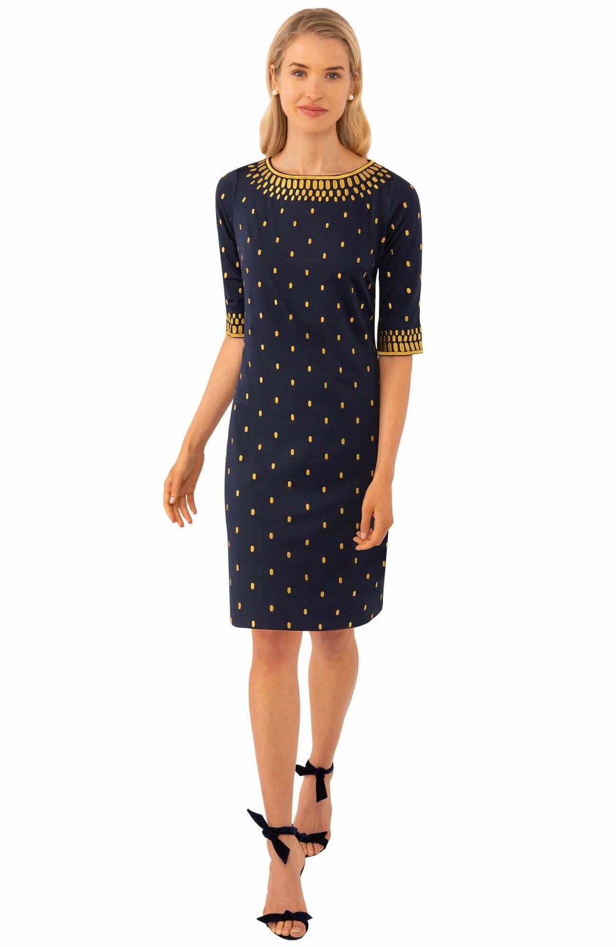 Jersey Embroidered Dress - Rocket Girl - Final Sale Navy Gold