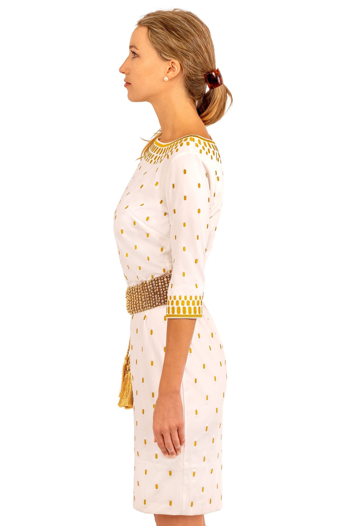 Jersey Embroidered Dress - Rocket Girl - Final Sale White Gold