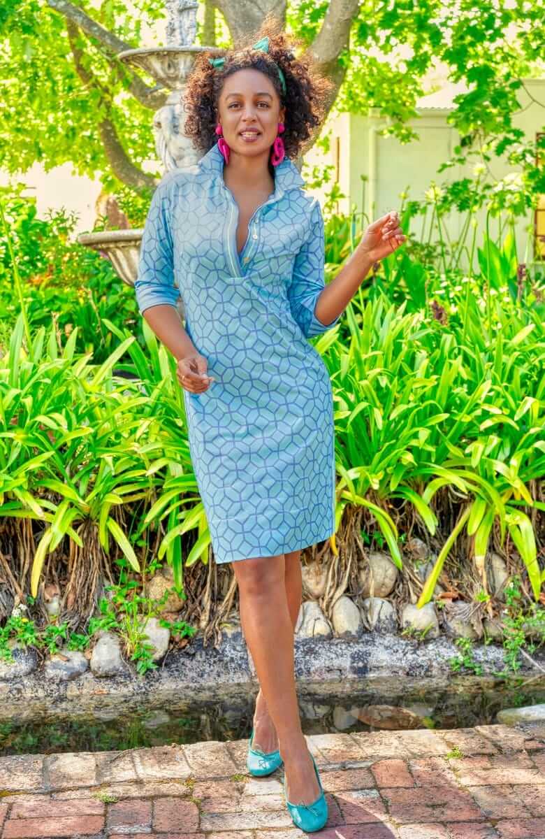 Jersey Everywhere Dress - Lucy In The Sky With Diamonds - Final Sale Turq Peri