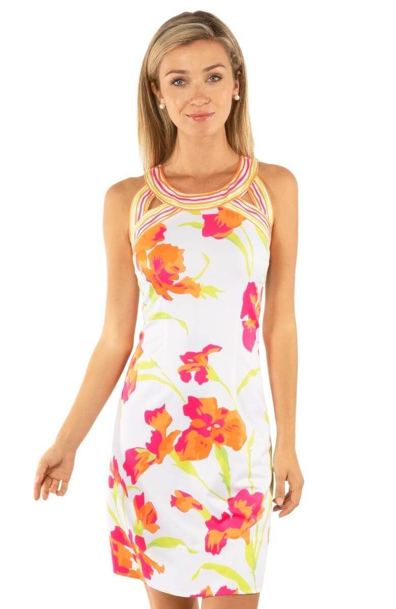 Jersey Isosceles Dress - Iconic Iris - Final Sale White Multi