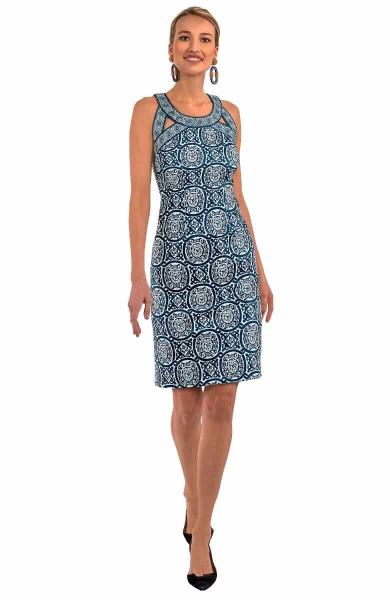 Jersey Isosceles Dress - Sultan's Dining Room Navy White