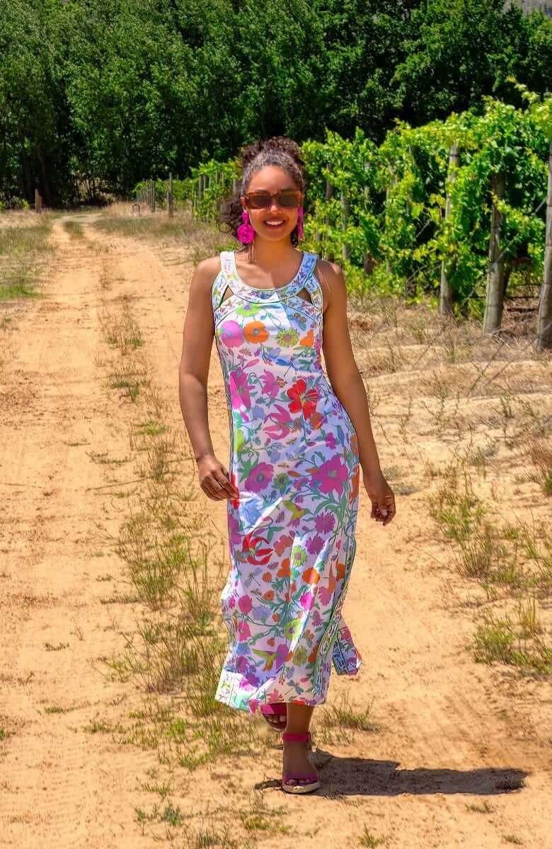 Jersey Isosceles Maxi Dress - Birds & The Bees - Final Sale Brights