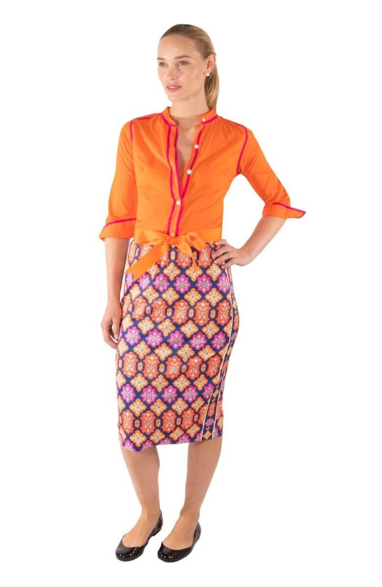 Jersey Pencil Skirt - Haveli - Final Sale Navy