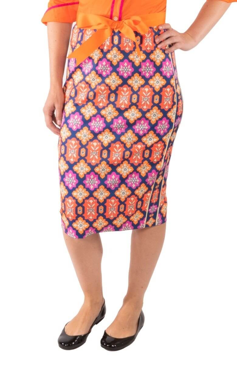 Jersey Pencil Skirt - Haveli - Final Sale Navy