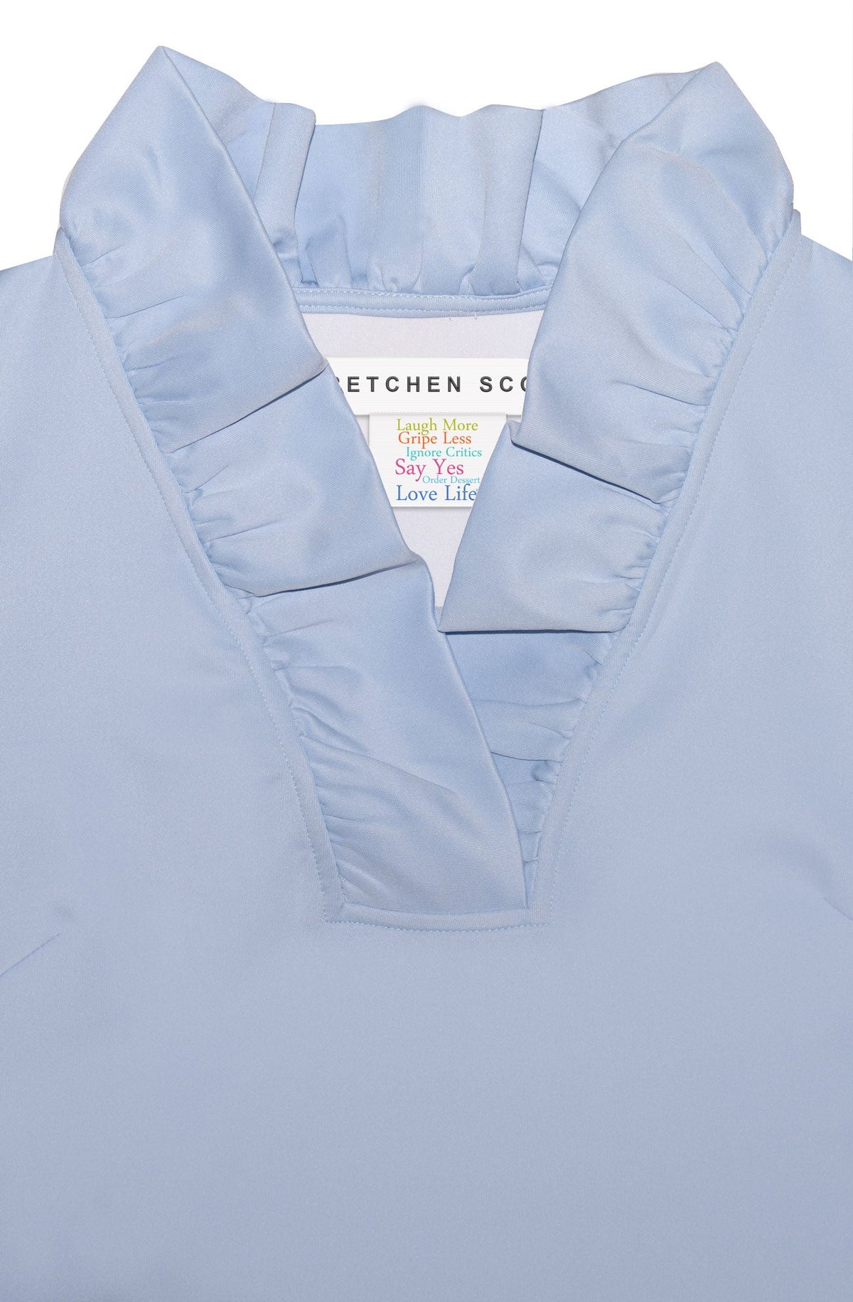 Jersey Ruffneck 3/4 Sleeve Top - Solid Peri