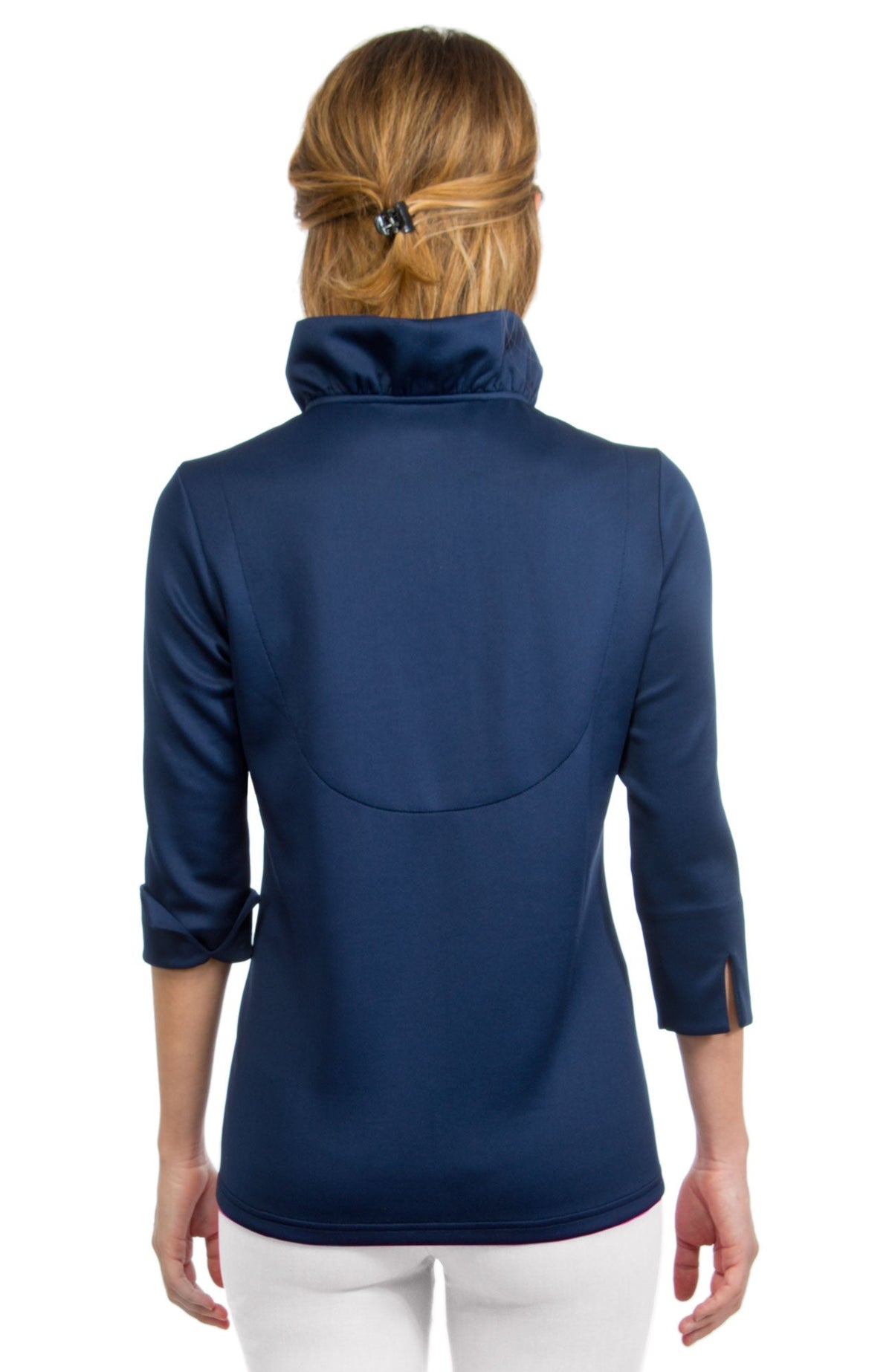 Jersey Ruffneck 3/4 Sleeve Top - Solid Navy