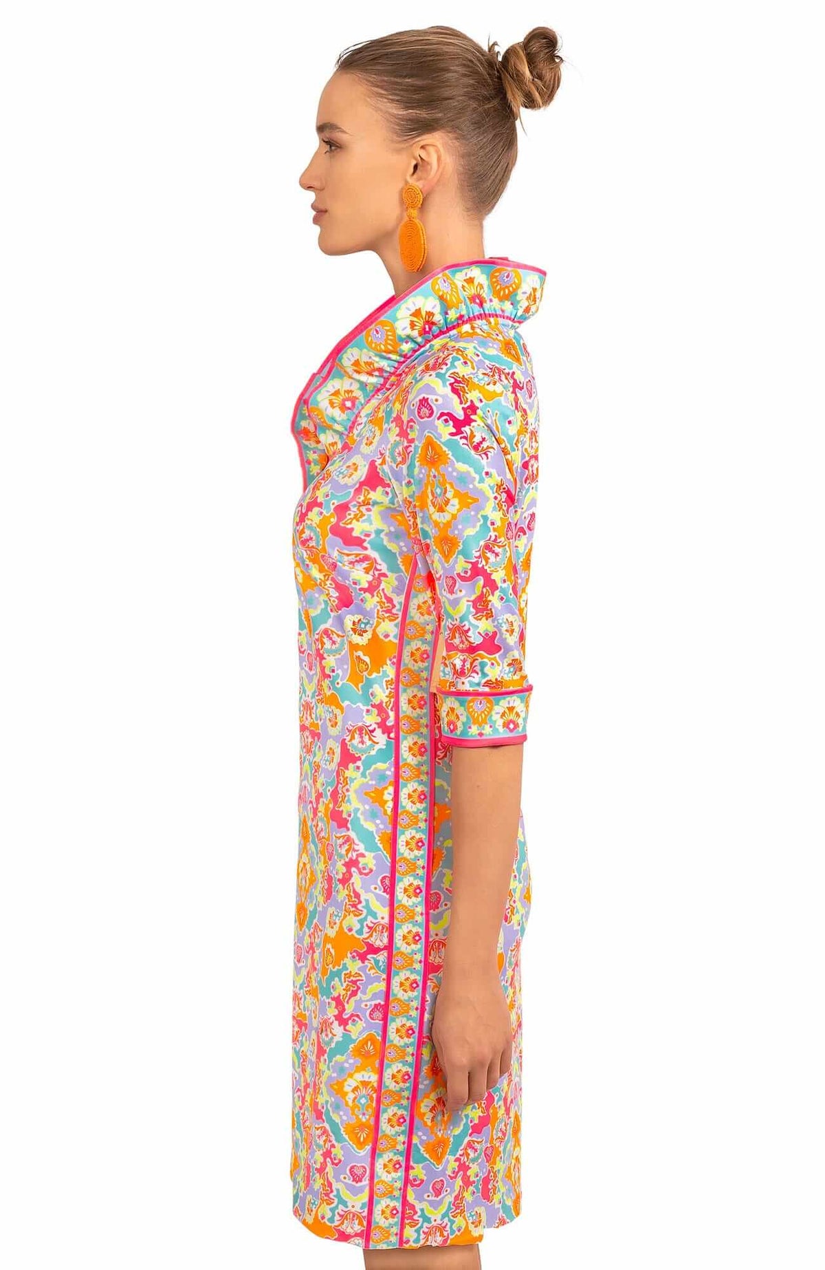 Jersey Ruffneck Dress - Watteau - Final Sale Turquoise