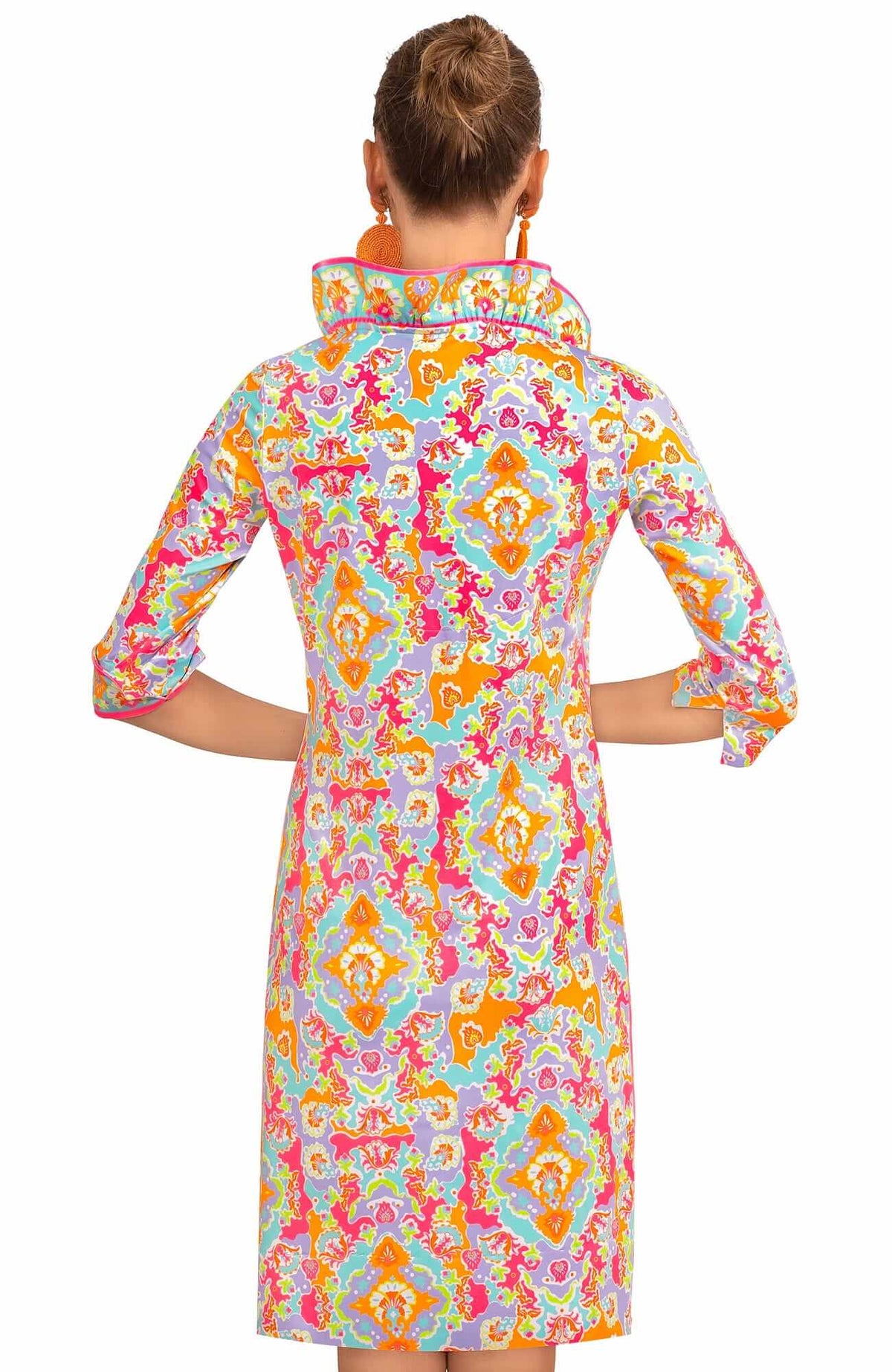 Jersey Ruffneck Dress - Watteau - Final Sale Turquoise