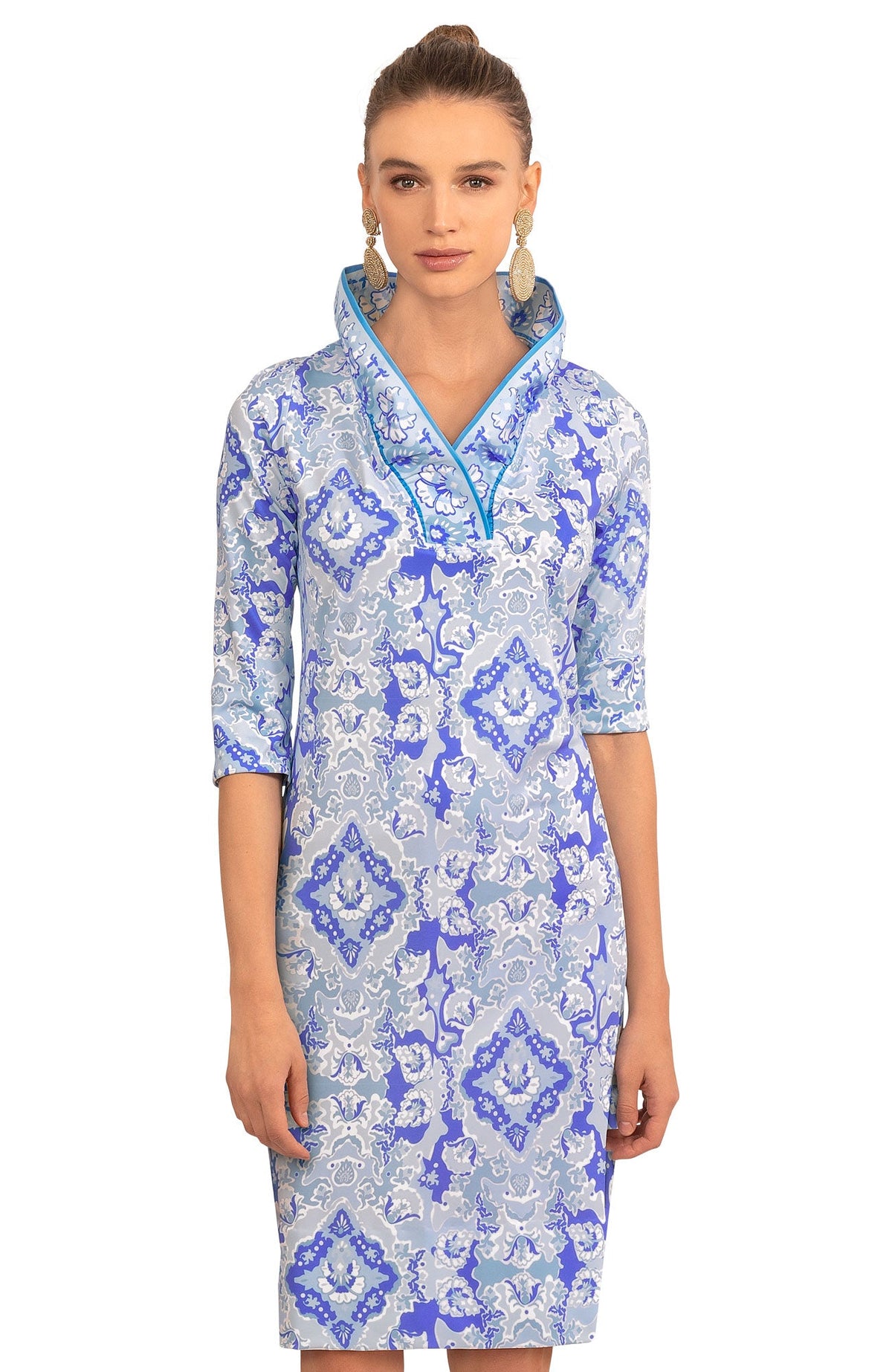 Jersey Ruffneck Dress - Watteau - Final Sale Blues