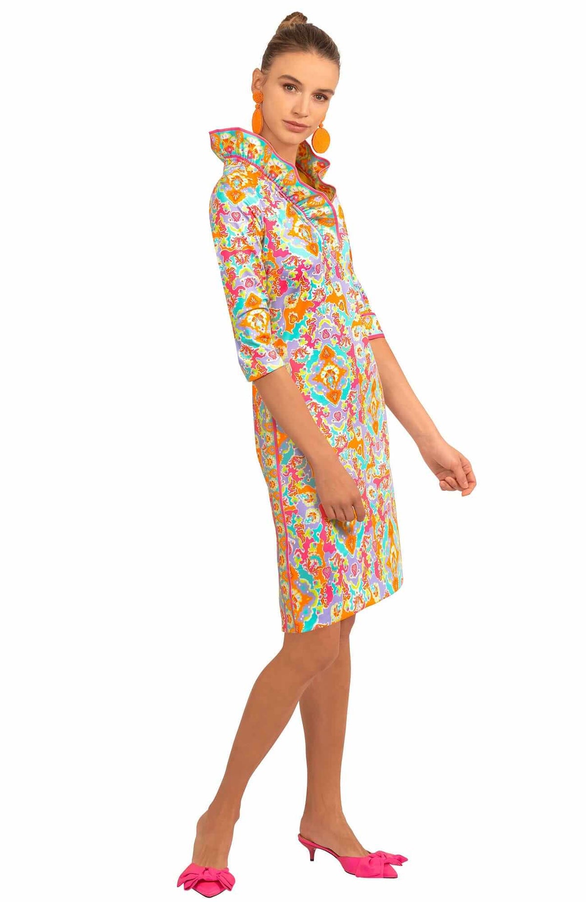 Jersey Ruffneck Dress - Watteau - Final Sale Turquoise