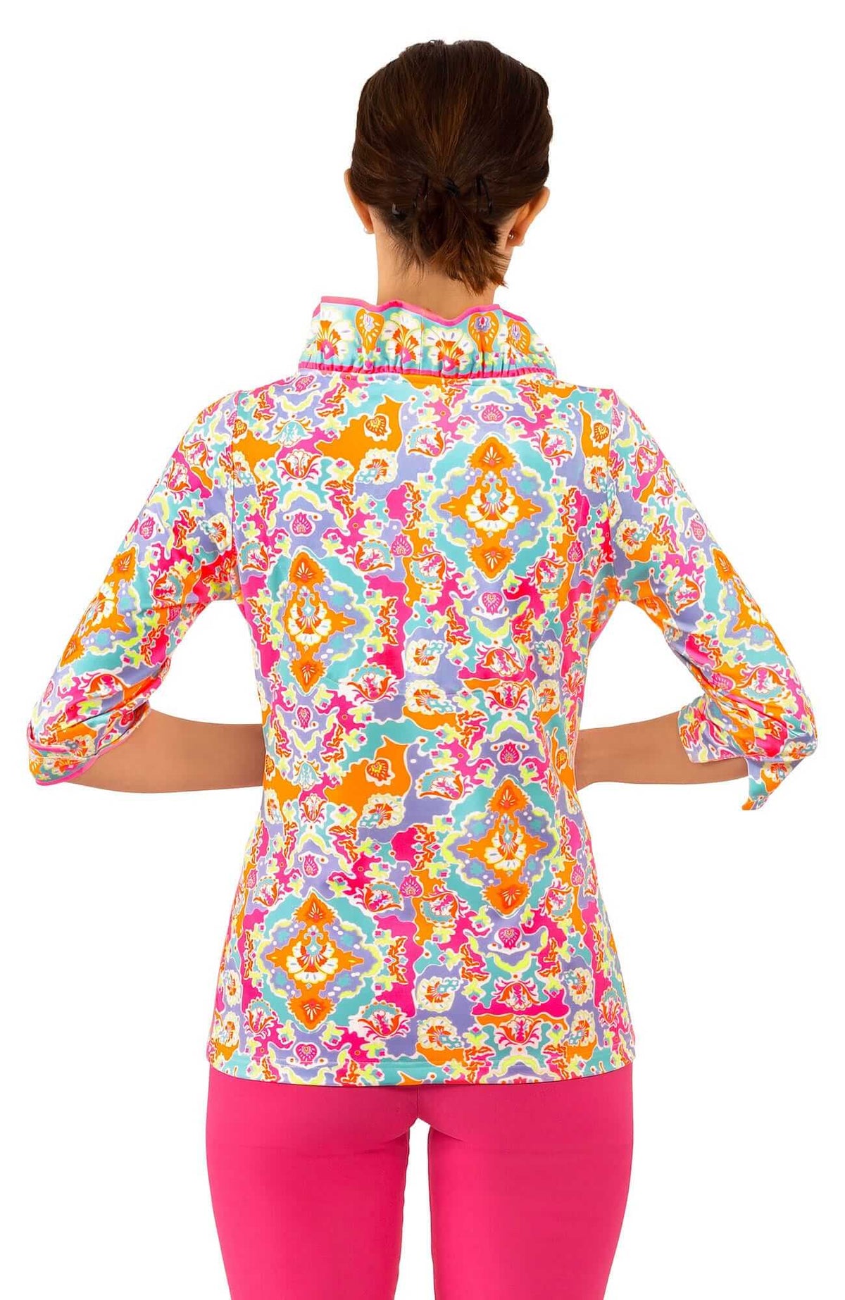 Jersey Ruffneck Top - Watteau - Final Sale Turquoise