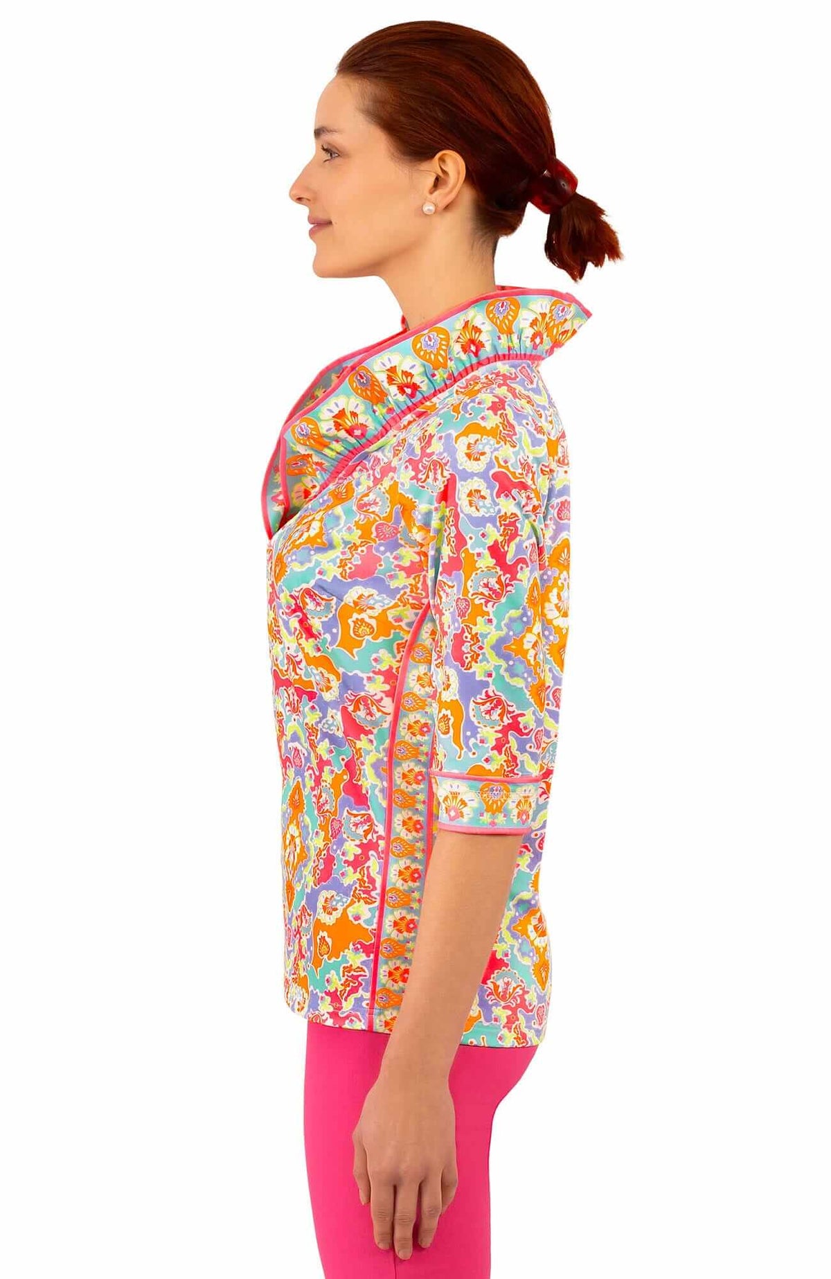 Jersey Ruffneck Top - Watteau - Final Sale Turquoise