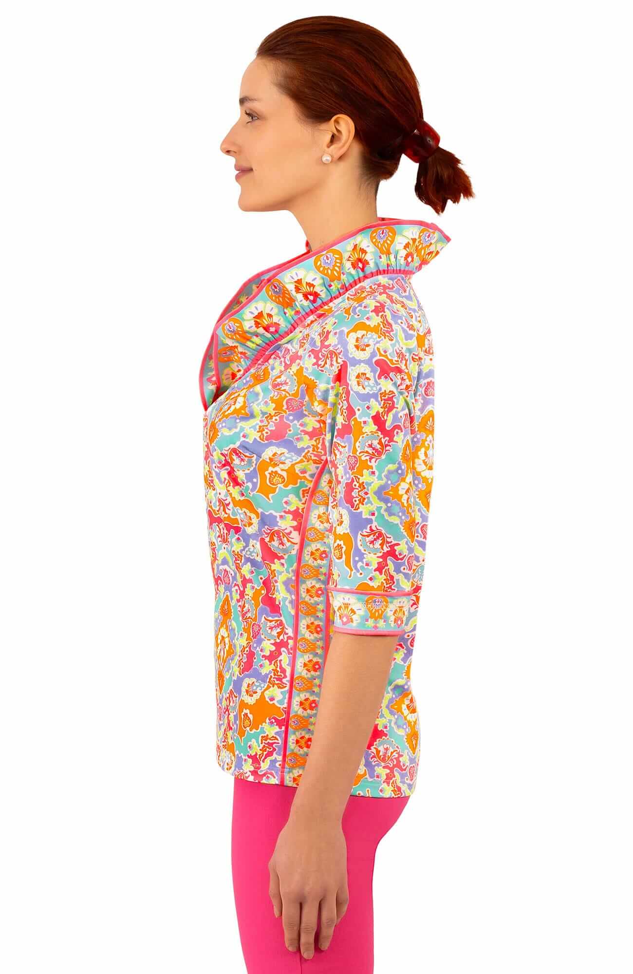 Jersey Ruffneck Top - Watteau - Final Sale Turquoise