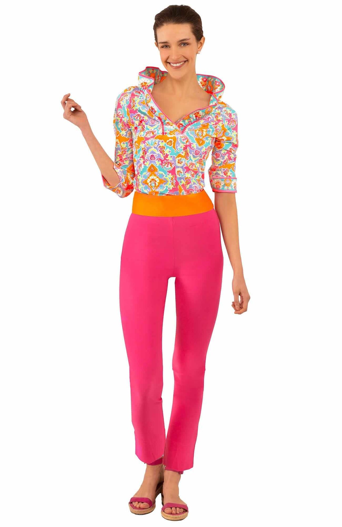 Jersey Ruffneck Top - Watteau - Final Sale Turquoise