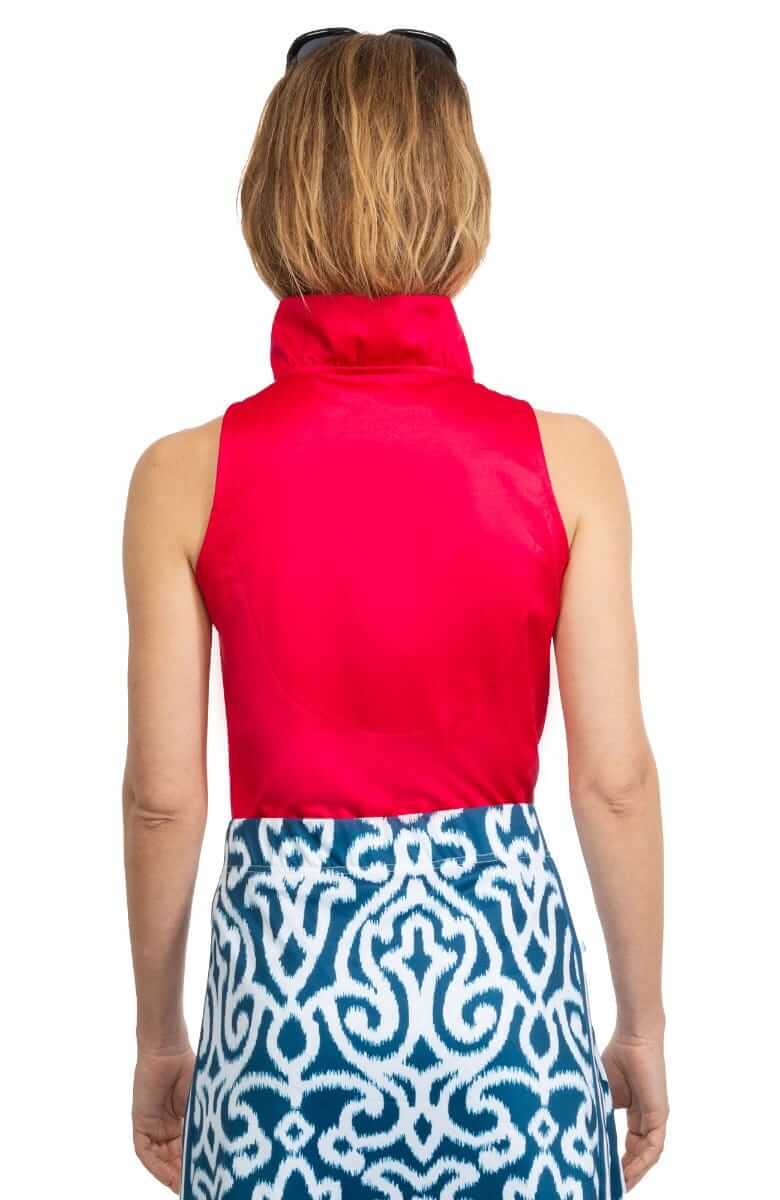 Jersey Sleeveless Ruffneck Top - Solid Crimson