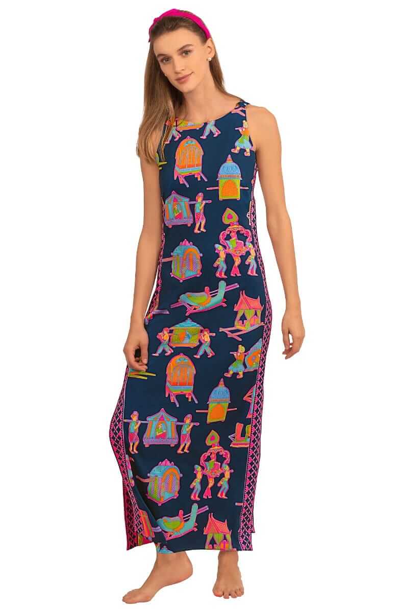 Jersey Slick Maxi Dress - Palanquin Party - Final Sale Navy Brights