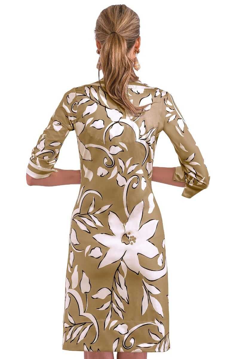 Jersey Split Neck Dress - Full Bloom - Final Sale Khaki