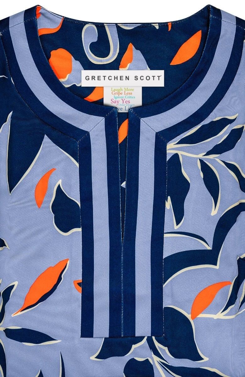 Jersey Split Neck Dress - Full Bloom - Final Sale Periwinkle