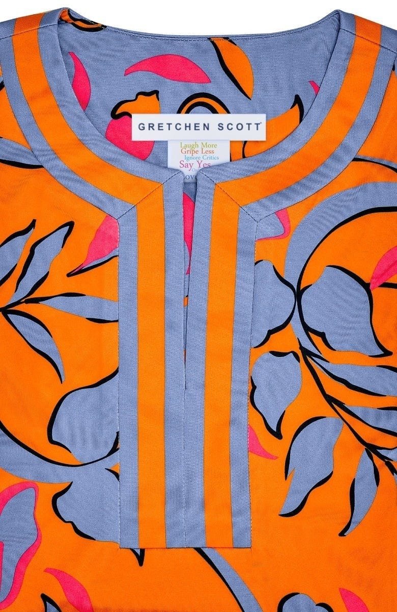 Jersey Split Neck Dress - Full Bloom - Final Sale Orange