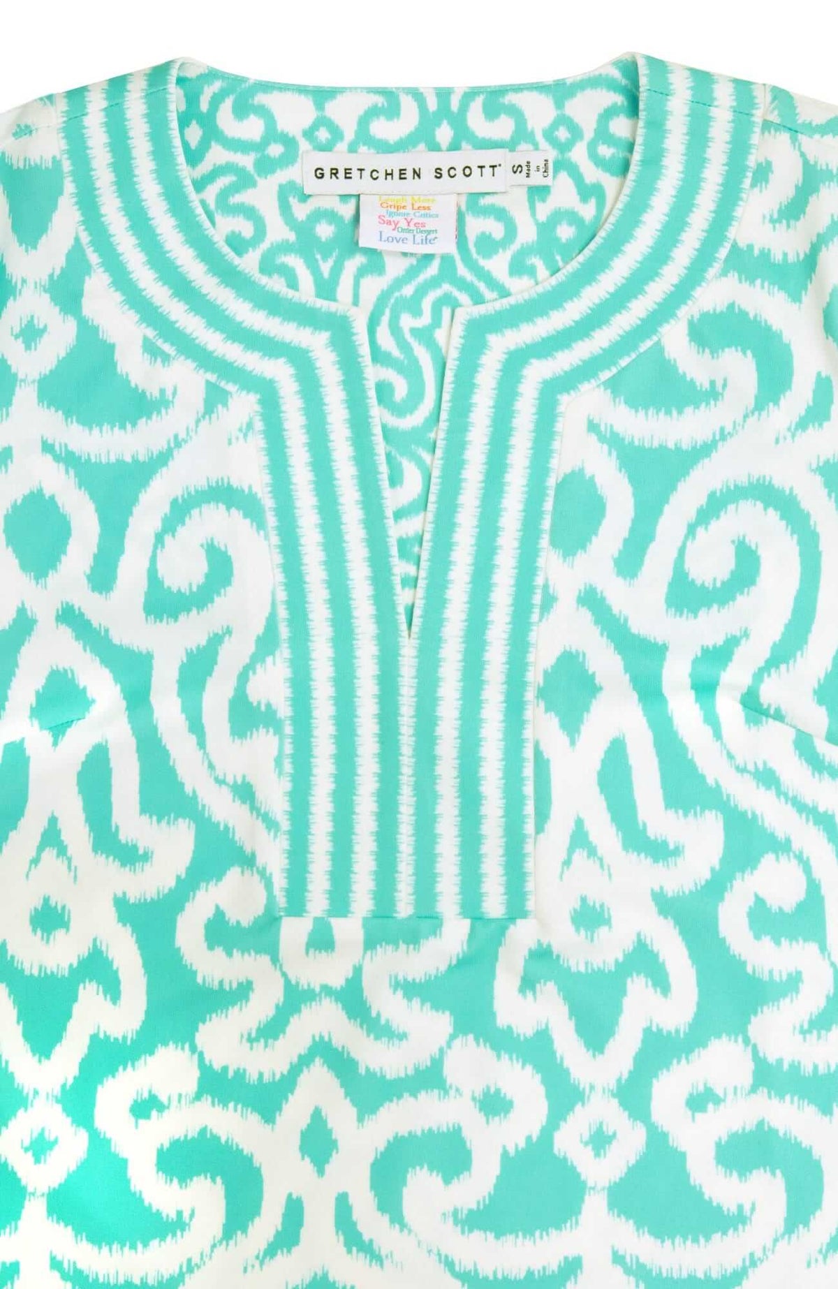 Jersey Split Neck Tunic - Arabesque- Final Sale Turquoise