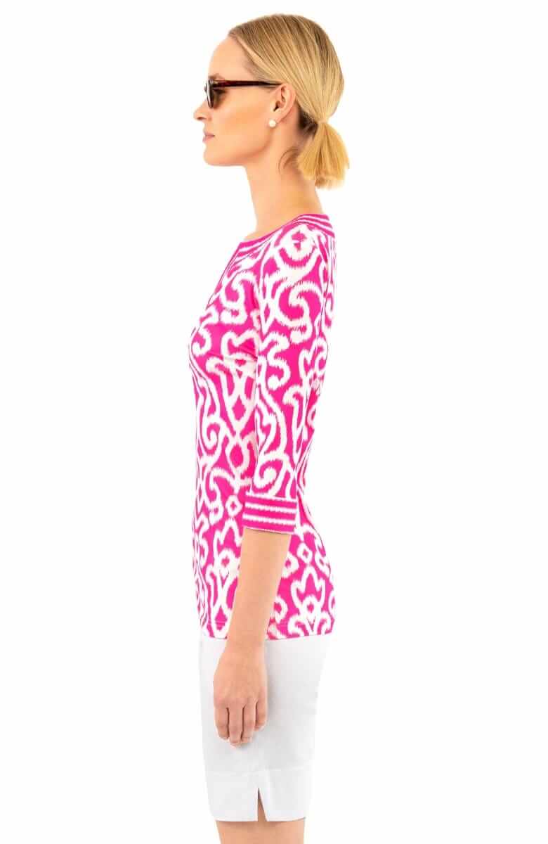 Jersey Split Neck Tunic - Arabesque- Final Sale Pink