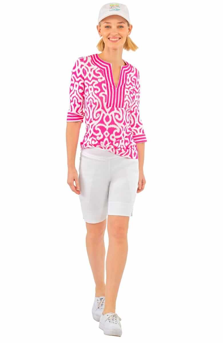 Jersey Split Neck Tunic - Arabesque- Final Sale Pink