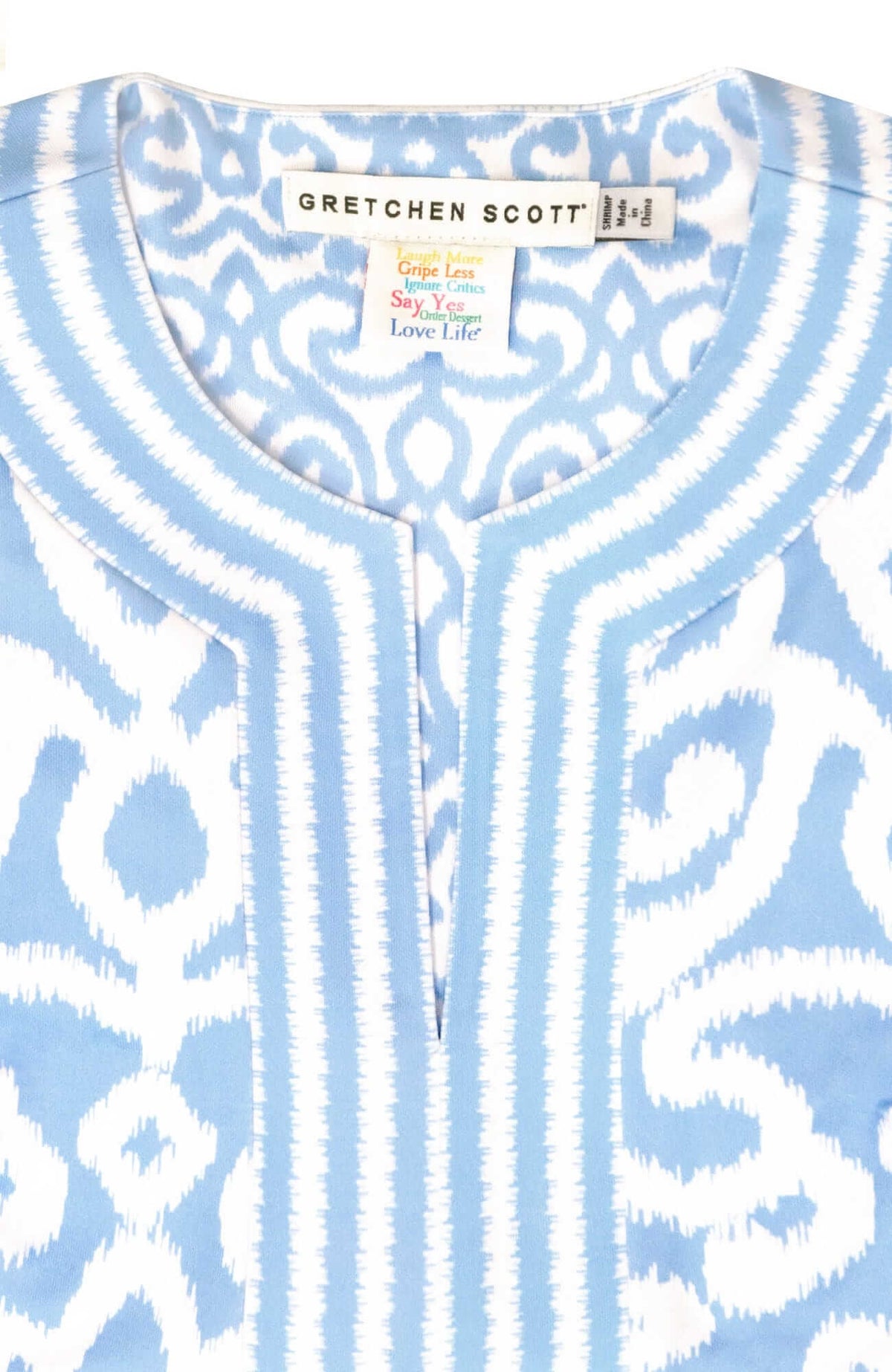 Jersey Split Neck Tunic - Arabesque- Final Sale Periwinkle