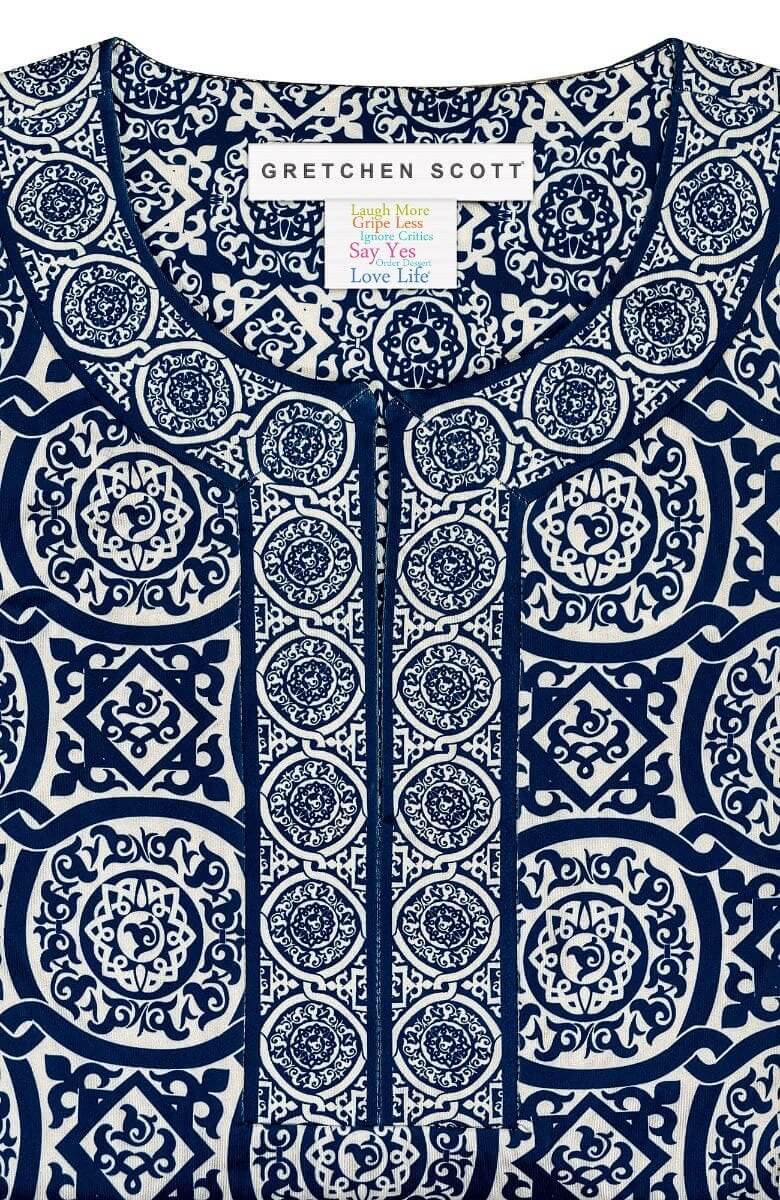 Jersey Split Neck Tunic - Sultan's Dining Room Navy White