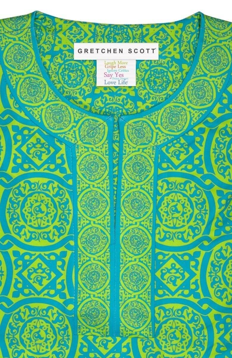 Jersey Split Neck Tunic - Sultan's Dining Room Turq Lime