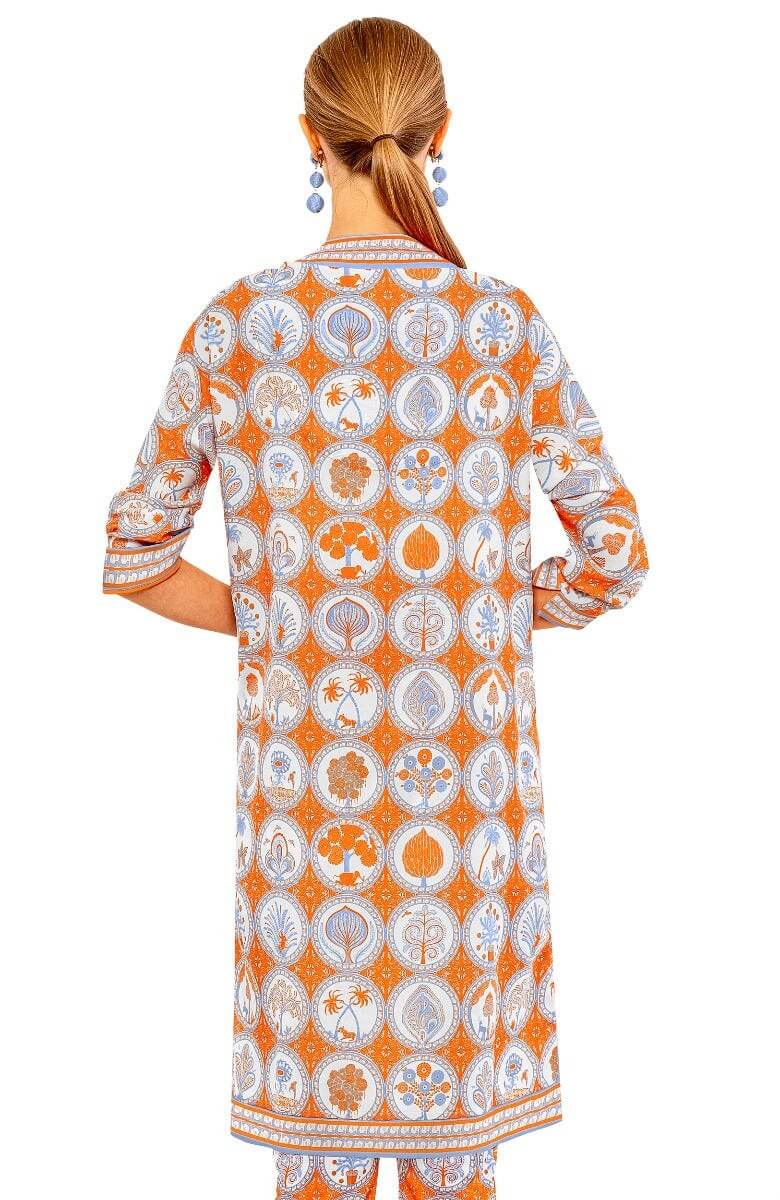 Poly Crepe Kimono - Circle of Love Orange Peri