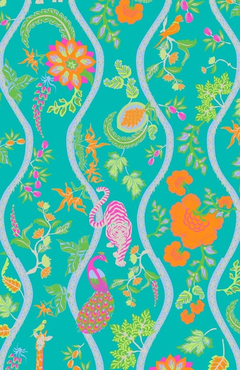 June Dress - Jungle Symphony - Final Sale Turq Orange