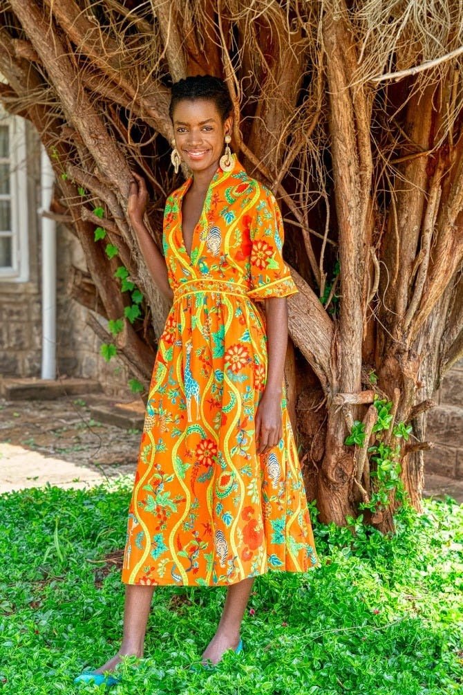 June Dress - Jungle Symphony - Final Sale Orange