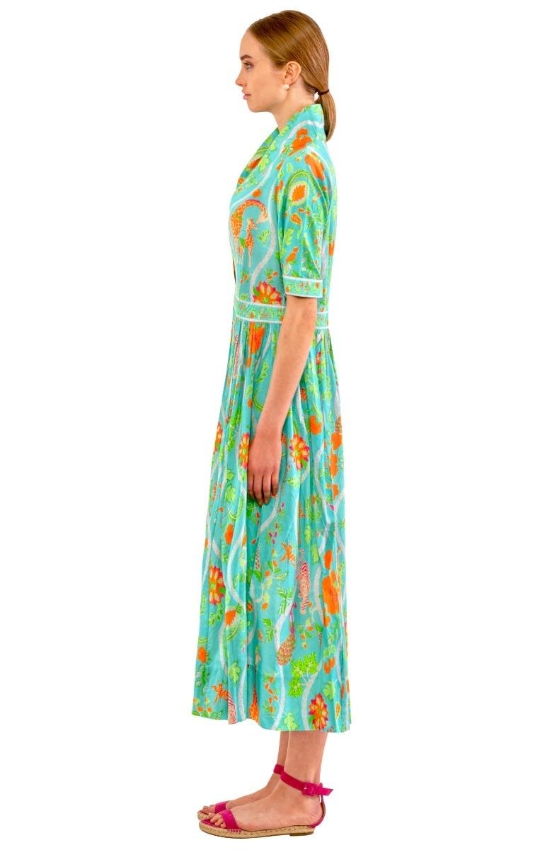 June Dress - Jungle Symphony - Final Sale Turq Orange