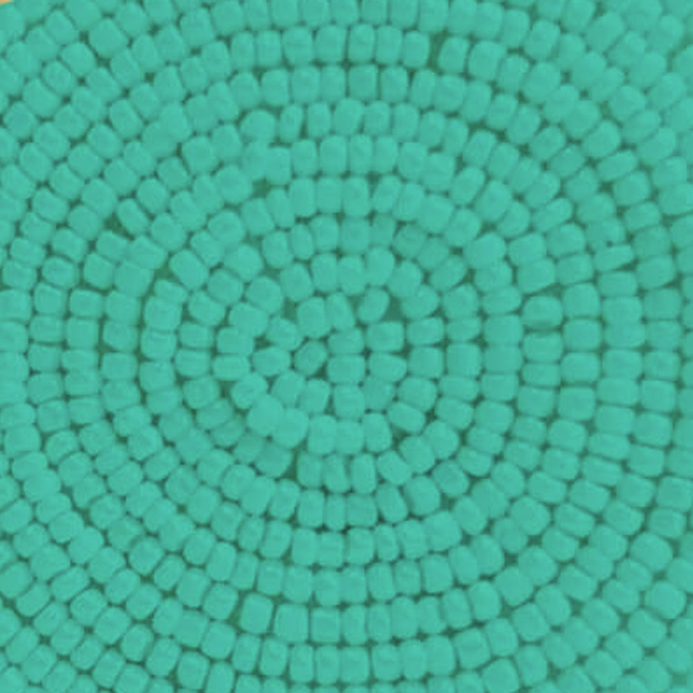 Beaded Circle Clip Earrings - Capetown Aqua