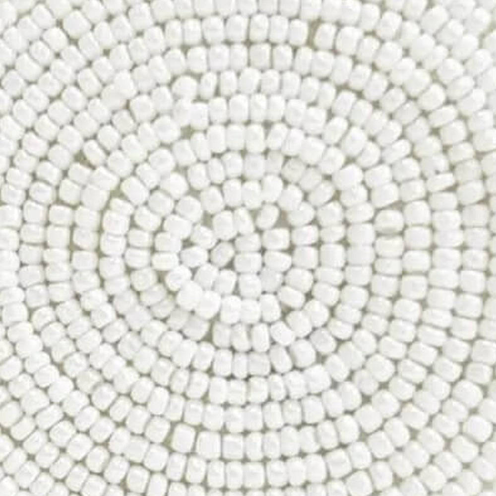 Beaded Circle Clip Earrings - Capetown White