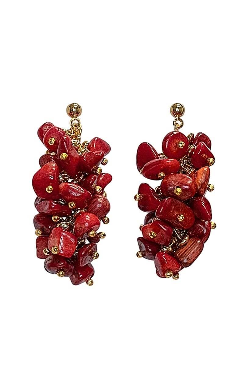 18k Gold Plated Dancing Earrings Coral One Size