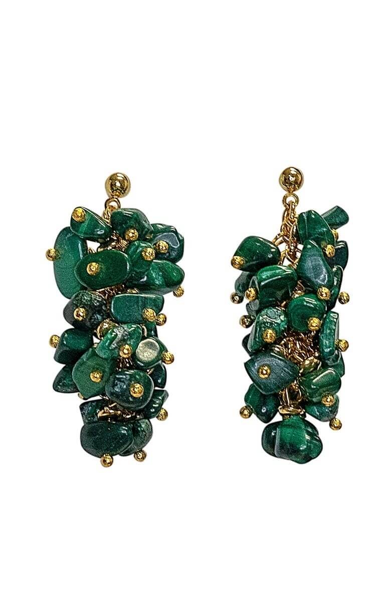 18k Gold Plated Dancing Earrings Green One Size