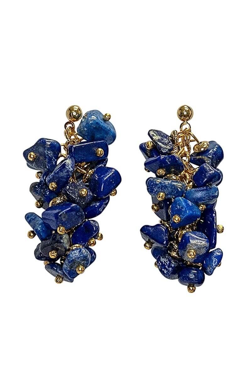 18k Gold Plated Dancing Earrings Lapis One Size