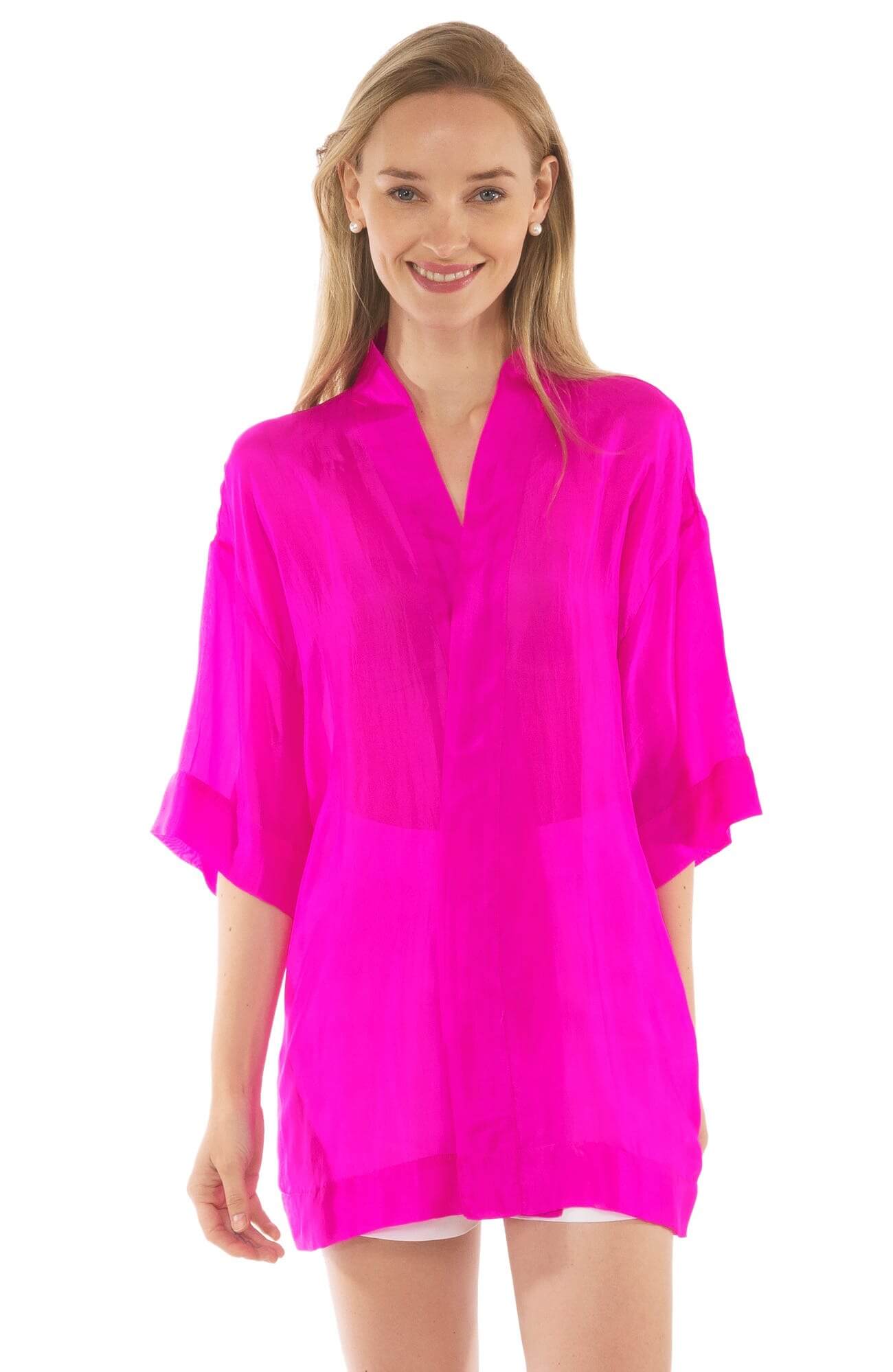 Silk Kimono Jacket - Final Sale Hot Pink