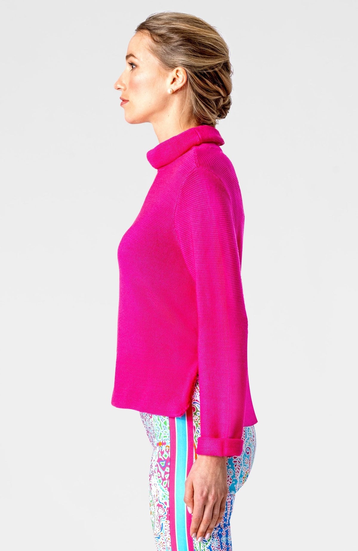Knit Knit Turtleneck Sweater Shocking Pink