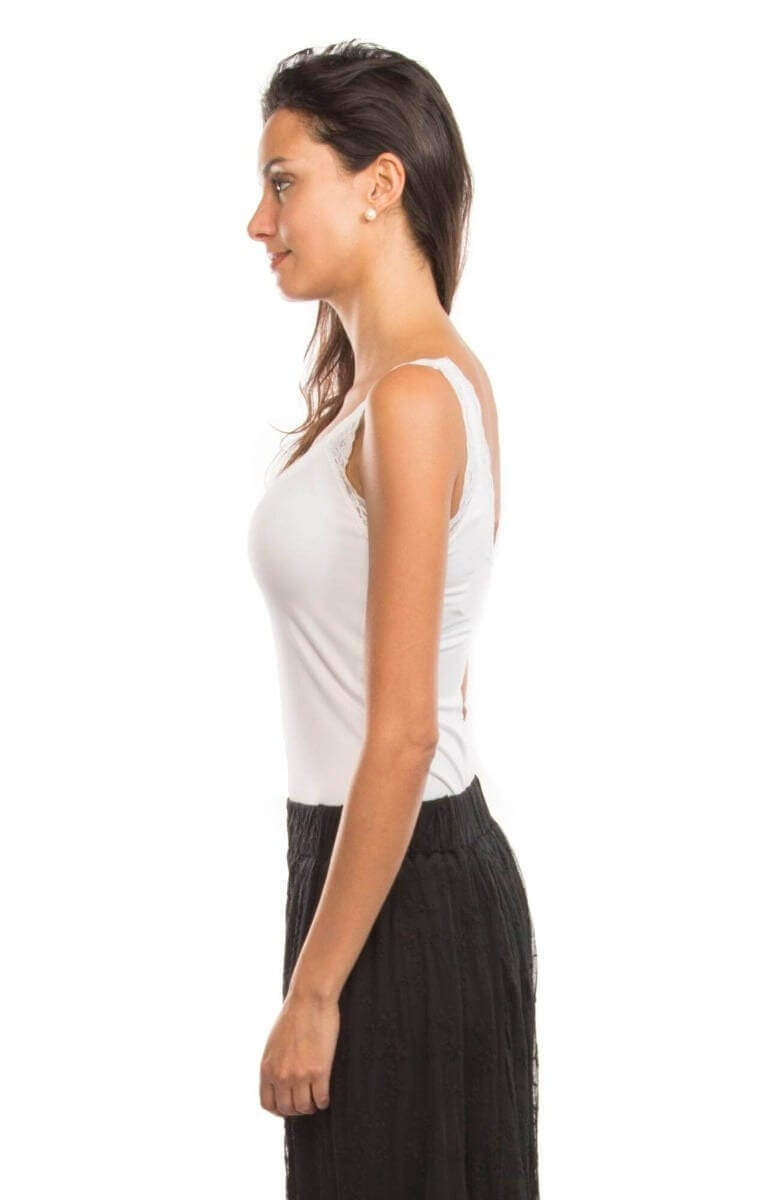 Lace Trim Cami White