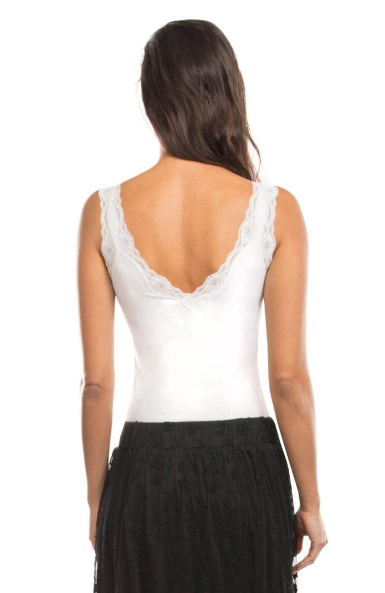 Lace Trim Cami White