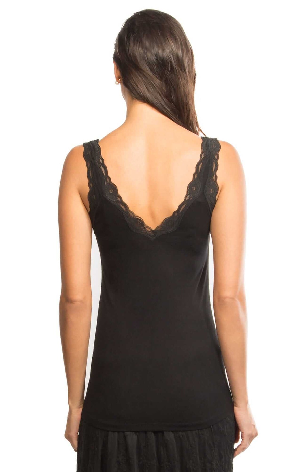Lace Trim Cami Black