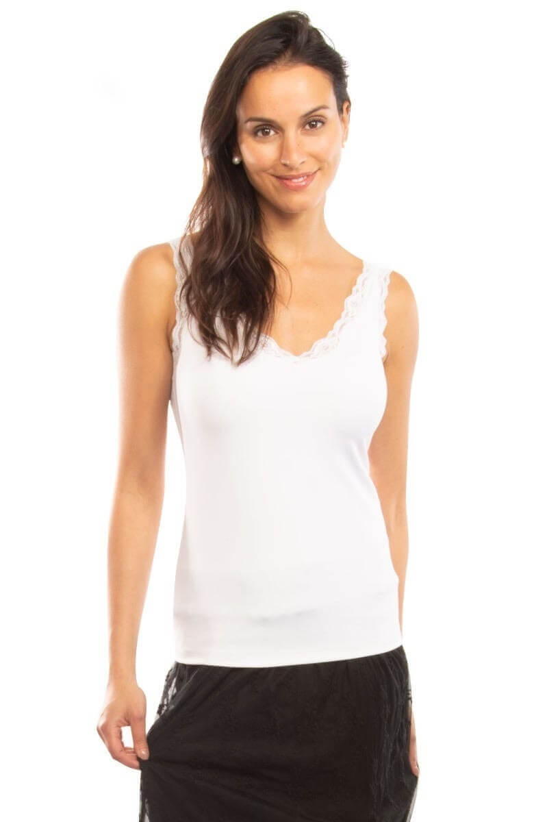 Lace Trim Cami White