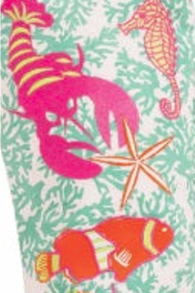 Laugh More Embroidered Stocking Sea Creatures