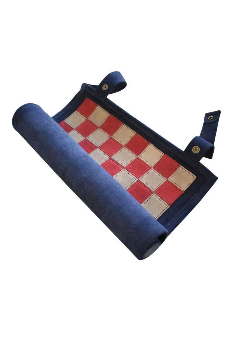 Leather Roll-Up Chess & Checkers Set with Poker Dice Royal
