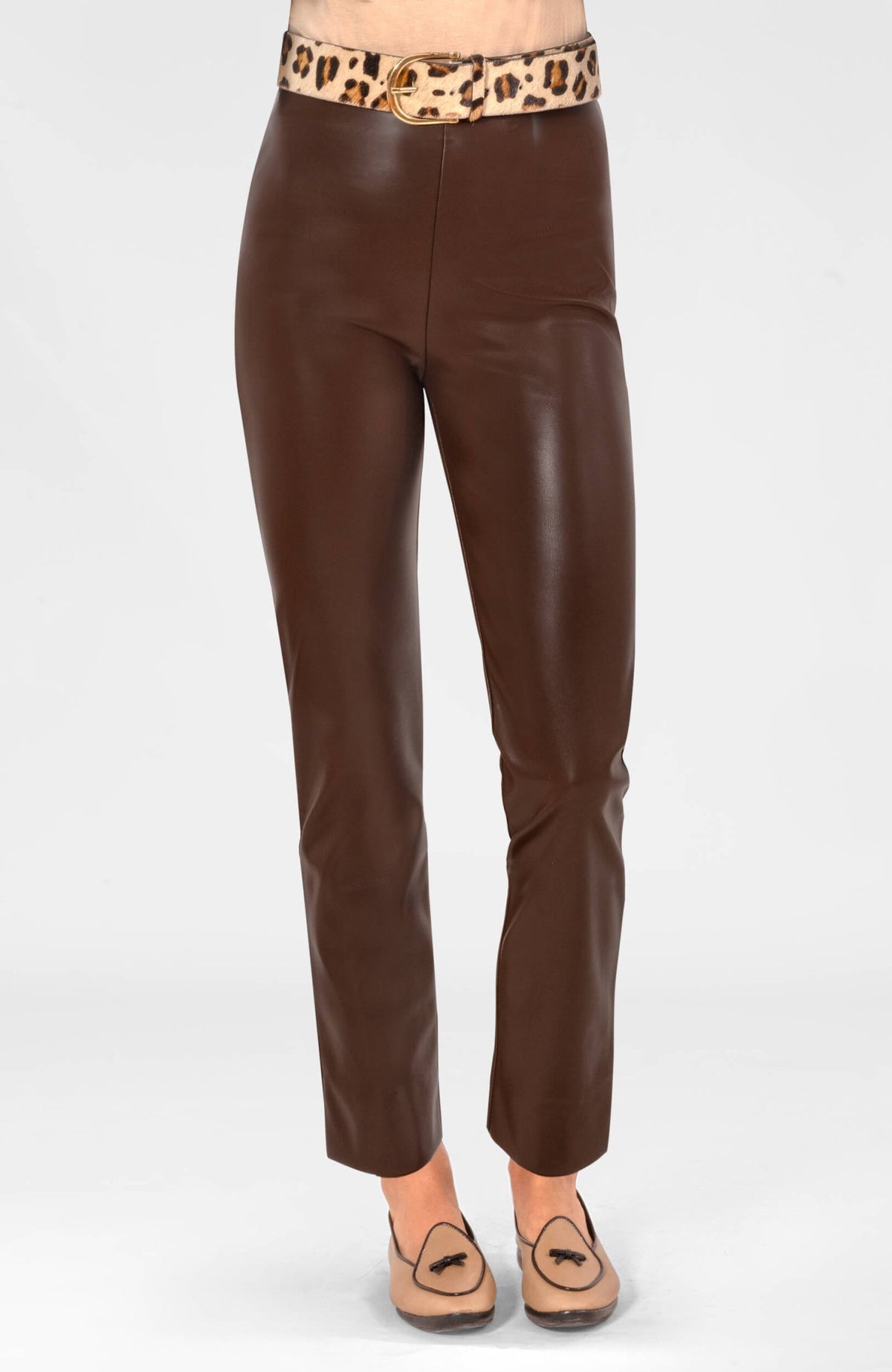 Leatherette Gripeless Pants Espresso